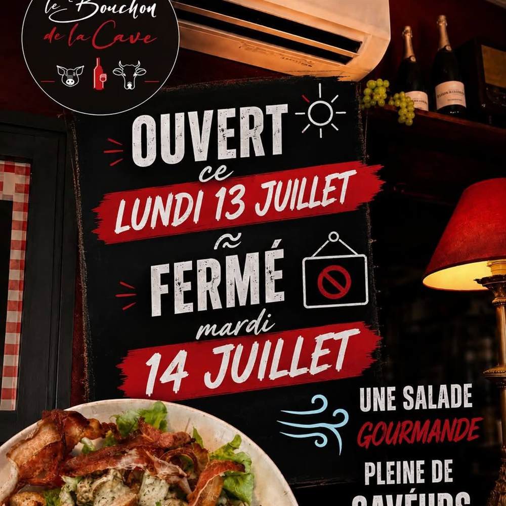 Affiche annonçant une ouverture exceptionnelle le lundi 13 juillet
